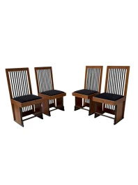 Four Art Deco Modernist High Back Dining Chairs by Architect Caspers, 1920s